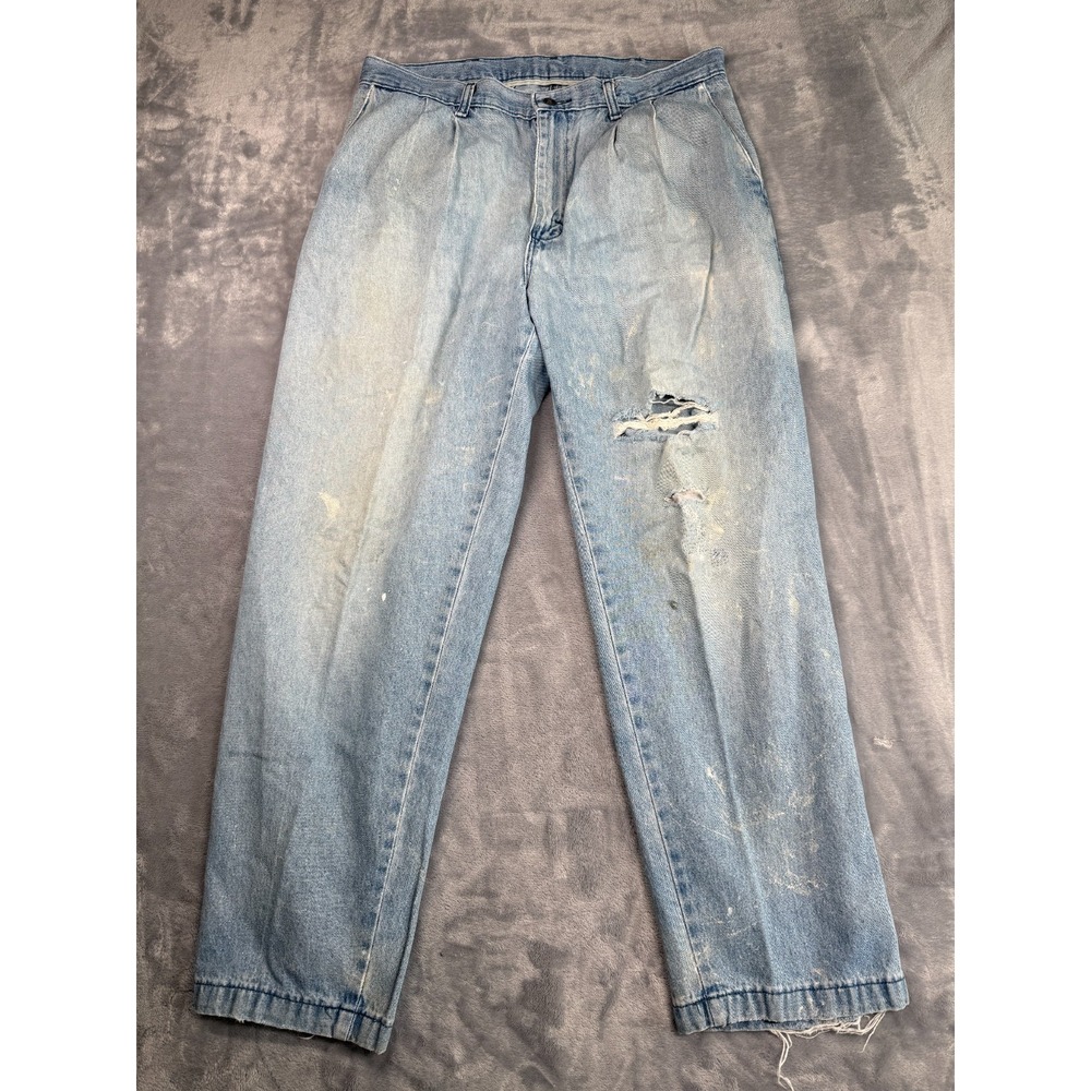 Lee Straight Jeans Mens 32x28 Blue Denim Cotton Light Wash Distressed Low Rise